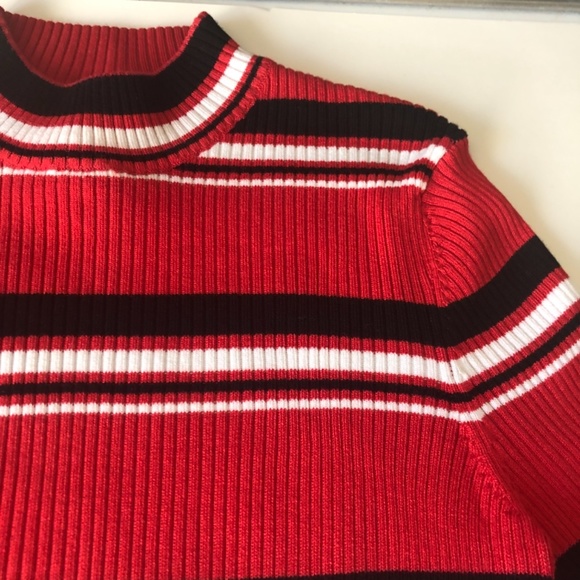 NWOT, Striped, Ribbed Sweater, Red, White & Black - Picture 3 of 8